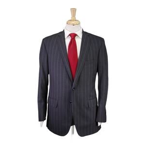 Tom James Gray Bold Blue Pinstripe Holland & Sherry Wool 2-Btn Suit 40R